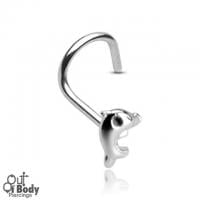 .925 Sterling Silver 20G Dolphin Top Nose Screw
