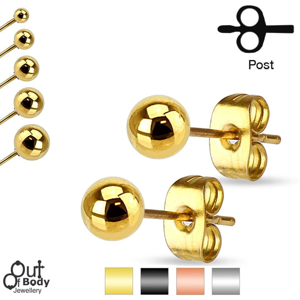 316L S. Steel Pairs Of Hollow Ball Stud/ Post Earrings
