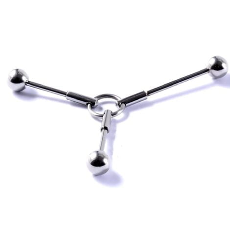 Triple Bar and Connector Ring Industrial Barbell w/ Bonus Bars