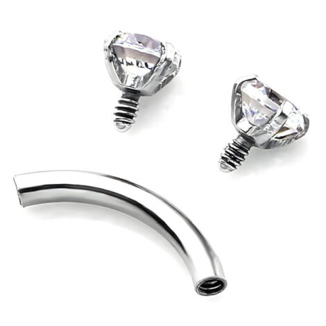 Curved Barbell with Prong Round CZ, Internally Threaded for Eyebrow - Image 4