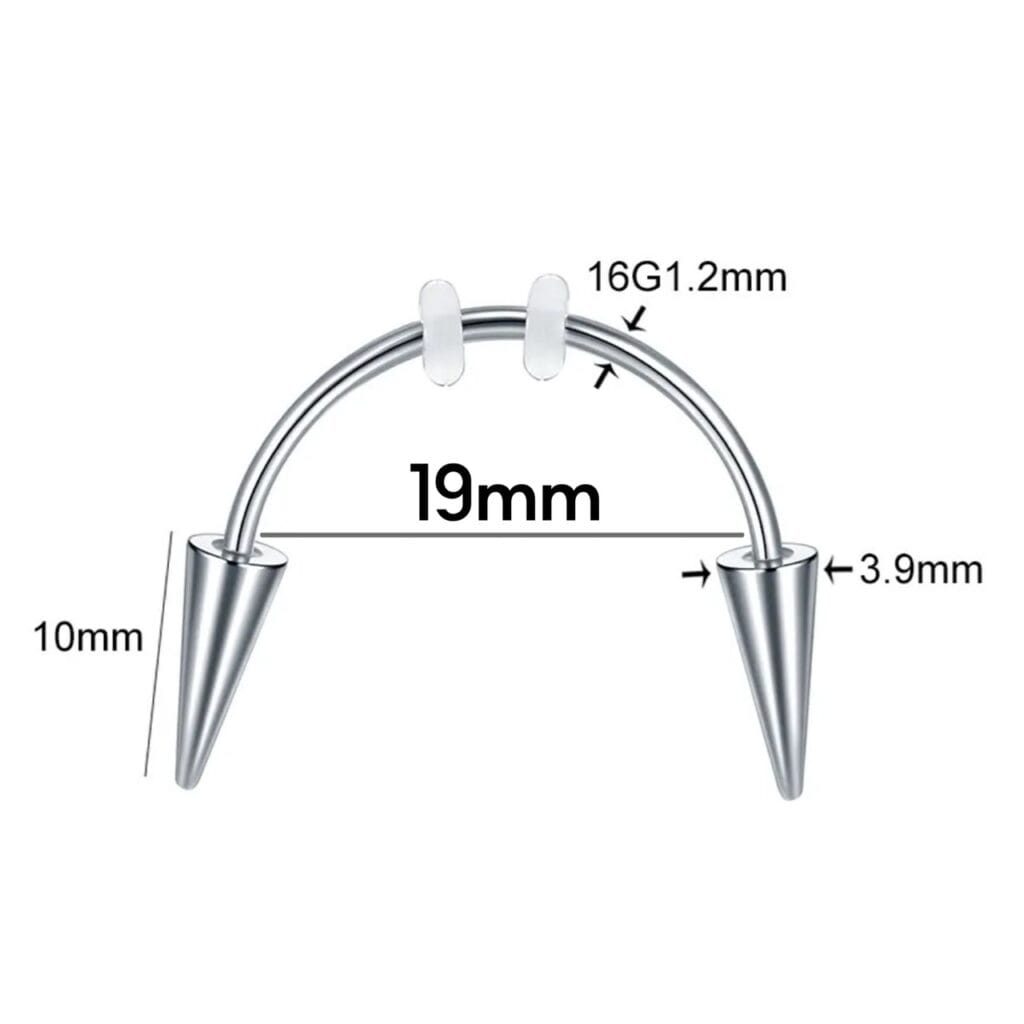 Smiley Horseshoe Barbell w/ Spikes for Vampire Fangs Halloween Teeth