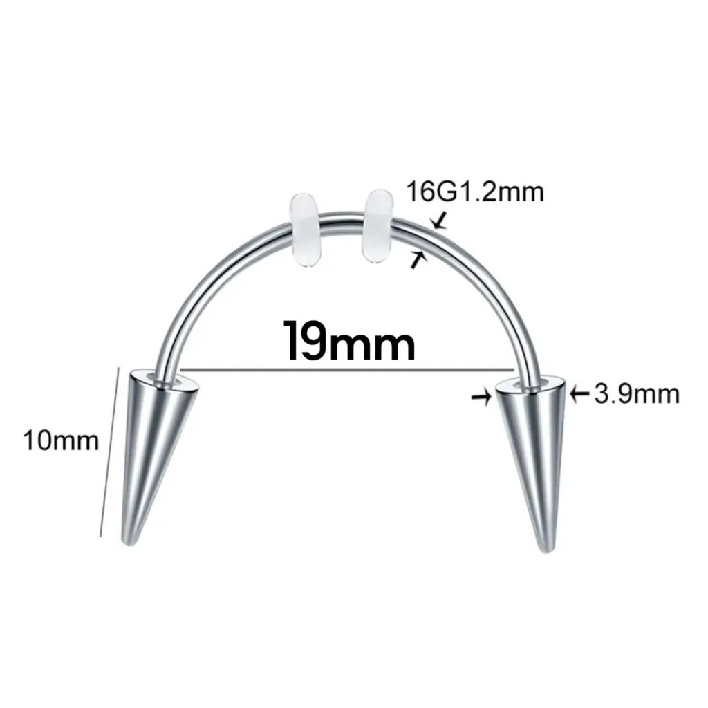 Smiley Horseshoe Barbell w/ Spikes for Vampire Fangs Halloween Teeth