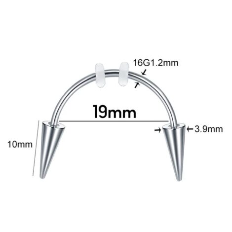 Smiley Horseshoe Barbell w/ Spikes for Vampire Fangs Halloween Teeth - Image 7