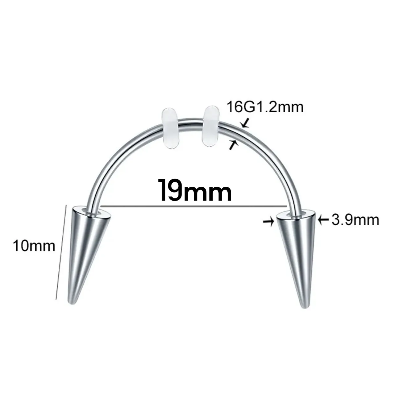 Smiley Horseshoe Barbell w/ Spikes for Vampire Fangs Halloween Teeth - Image 7
