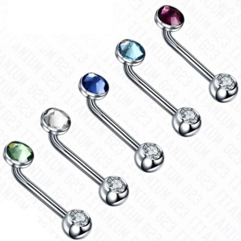 Titanium Christina VCH L Bent Barbell with Jewelled Ends - Image 3