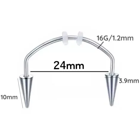 Smiley Horseshoe Barbell w/ Spikes for Vampire Fangs Halloween Teeth - Image 8