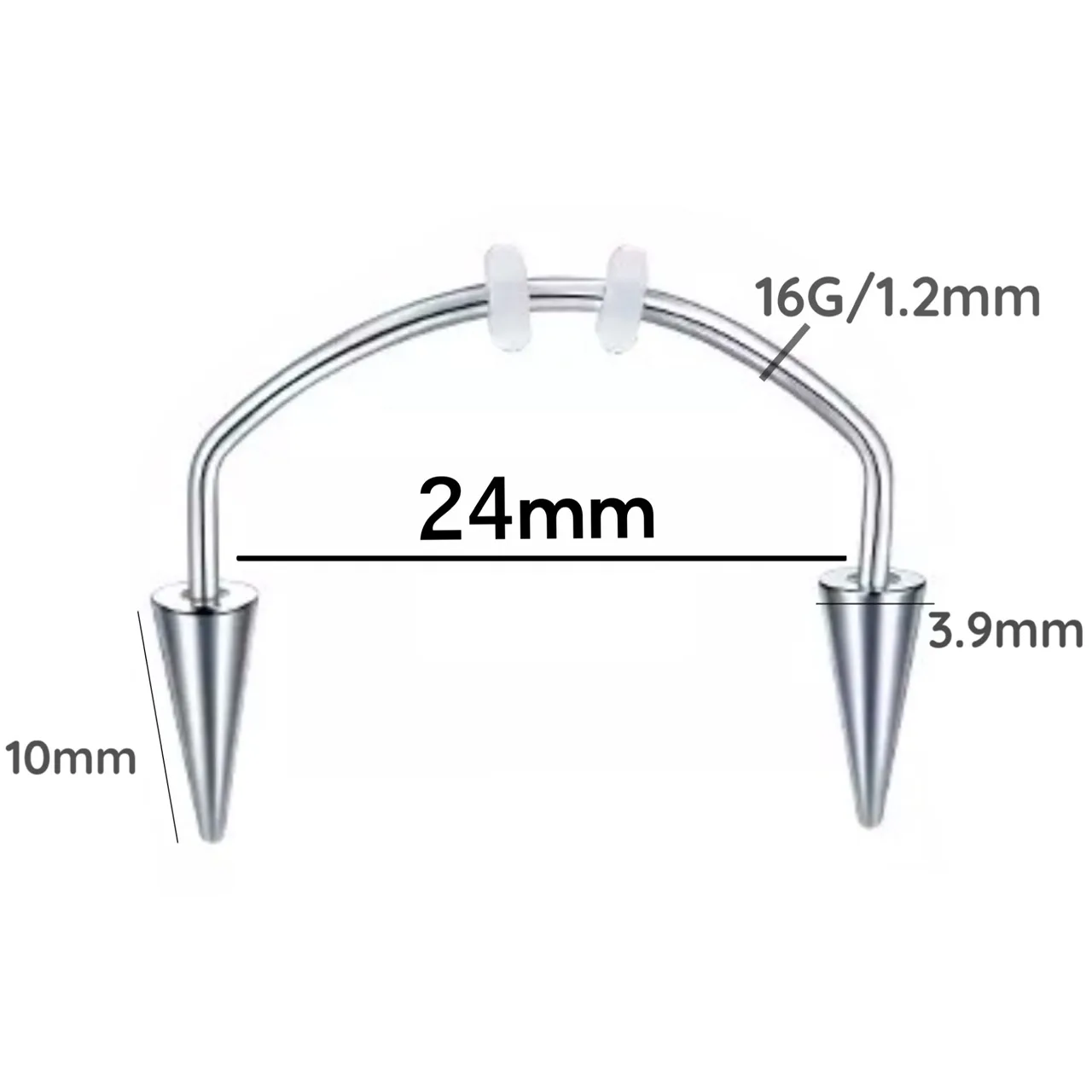 Smiley Horseshoe Barbell w/ Spikes for Vampire Fangs Halloween Teeth - Image 8