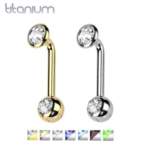 Titanium Christina VCH L Bent Barbell with Jewelled Ends