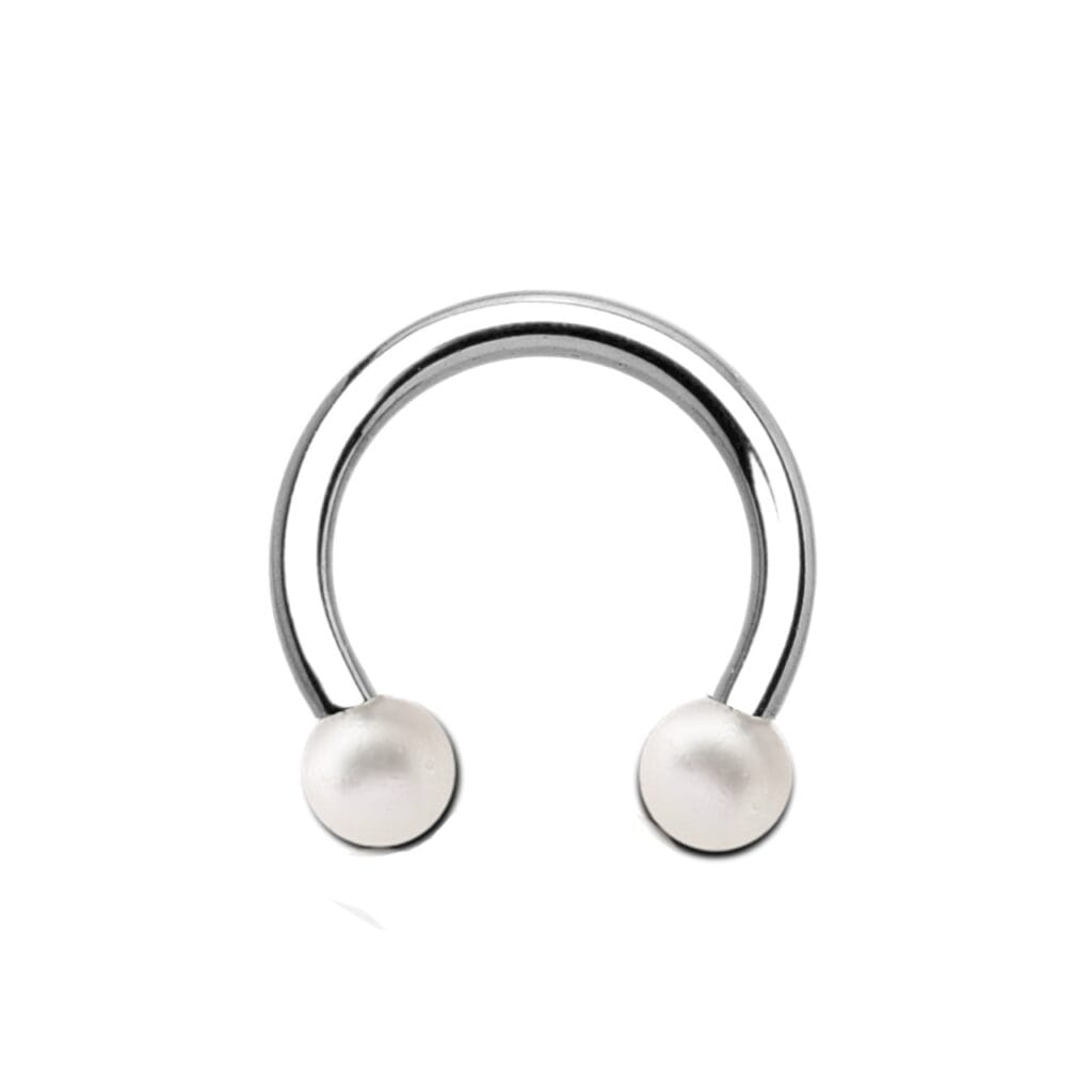 316L Surgical Steel Horseshoe with Pearlish Balls