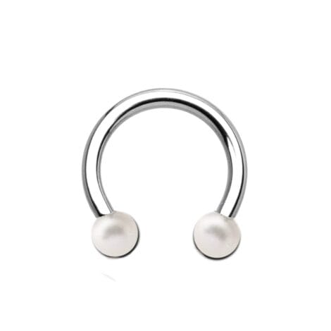 316L Surgical Steel Horseshoe with Pearlish Balls