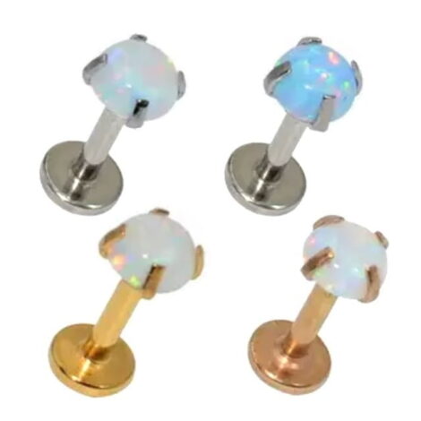 Ear Cartilage Labret Monroe Stud With Prong Set Opal Top - Image 3