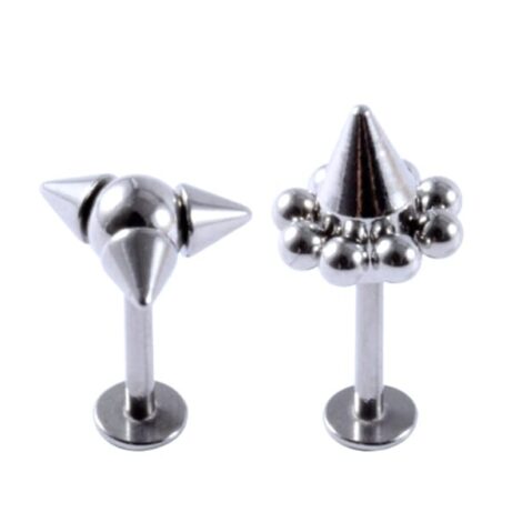 316L Surgical Steel Cone and Ball Top Labrets with 2 Bonus Bars - Image 1