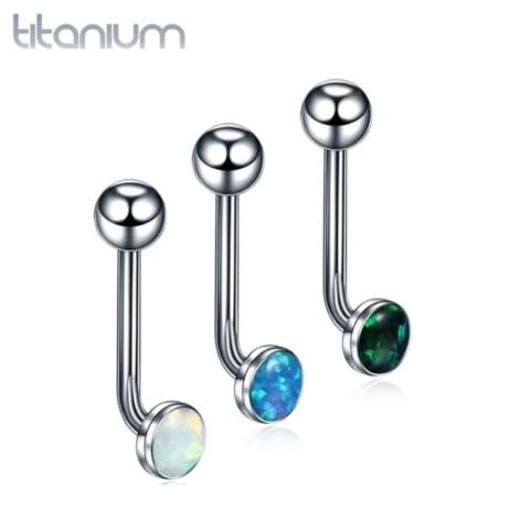 G23 Titanium Christina Piercing L Shape Barbell with Opal Top