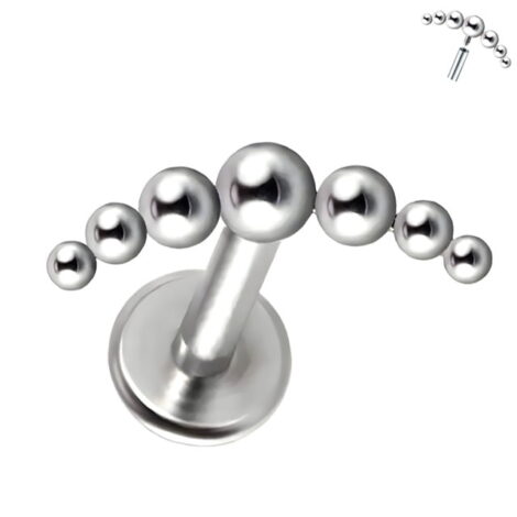 Micro Ball Curved Top Labret Cartilage Stud Internally Threaded - Image 1