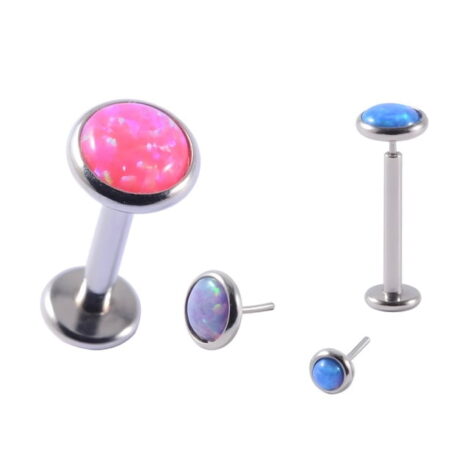 16G Labret Monroe with Threadless Push In Opal Top - Image 3