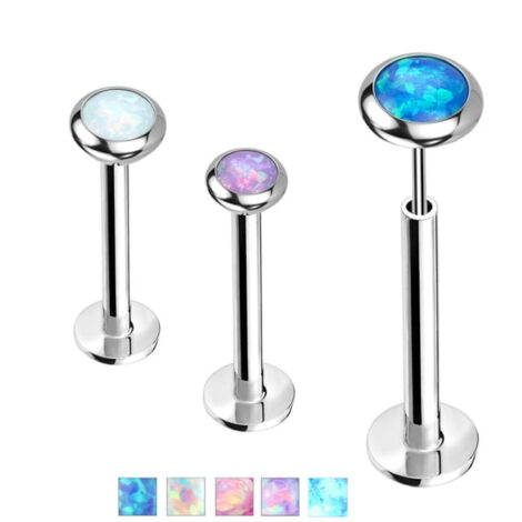 16G Labret Monroe with Threadless Push In Opal Top - Image 1