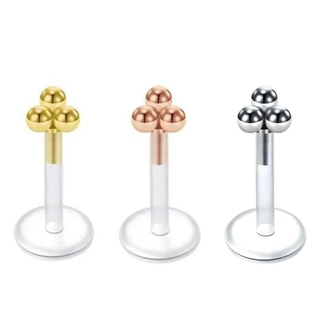 Ear Cartilage, Lip Labret Bioplast with Micro Triple Ball Top
