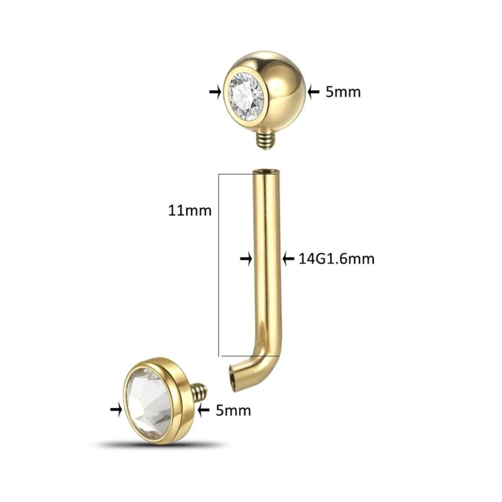 Titanium Christina VCH L Bent Barbell with Jewelled Ends