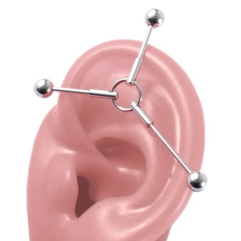 Triple Bar and Connector Ring Industrial Barbell w/ Bonus Bars - Image 4