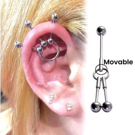 Triple Bar and Connector Ring Industrial Barbell w/ Bonus Bars - Image 6