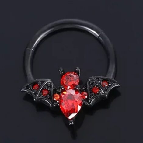 Hinged Segment Ring with CZ Jewelled Halloween Bat - Image 2