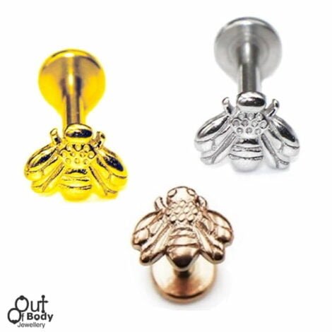 Ear Cartilage Labret with Little Busy Bee Top All 316L Surgical Steel