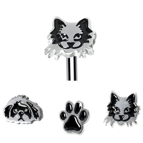 Furry Friends Internally Threaded Labret/ Ear Cartilage Stud - Image 2