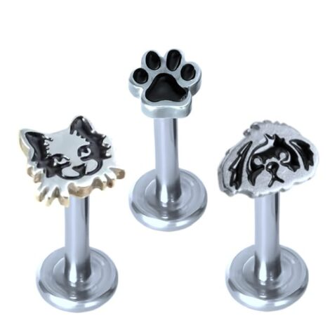 Furry Friends Internally Threaded Labret/ Ear Cartilage Stud - Image 1
