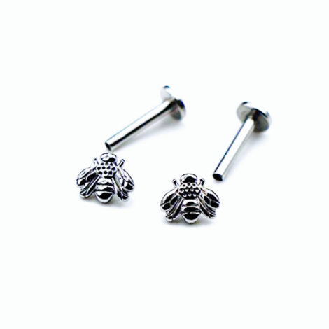 Ear Cartilage Labret with Little Busy Bee Top All 316L Surgical Steel - Image 4
