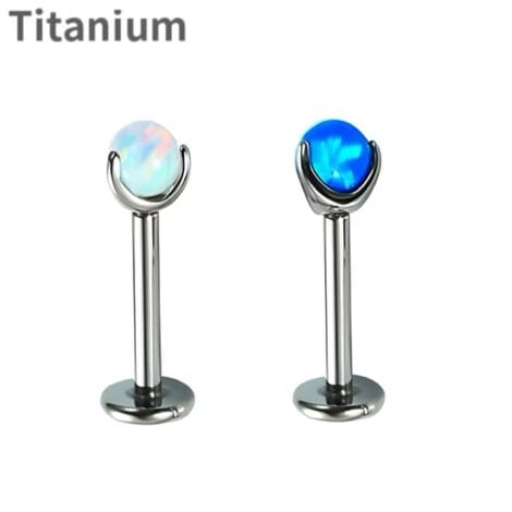 Titanium Labret Internally Threaded with Claw Set Opal Ball