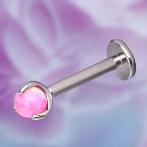 Labret Cartilage Stud with Threadless Push-In Prong Opal Ball Top - Image 3