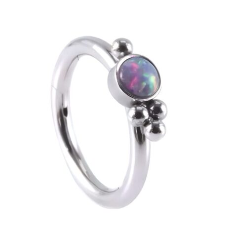 Hinged Segment Ring with Micro Beaded Opal for Helix Rook - Image 5