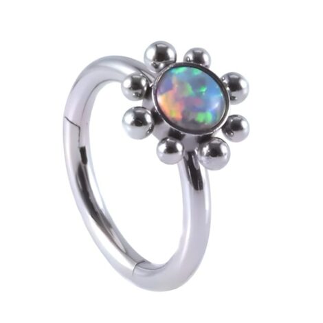 Hinged Segment Ring with Micro Beaded Opal for Helix Rook - Image 4