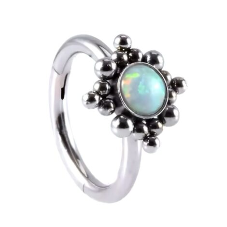 Hinged Segment Ring with Micro Beaded Opal for Helix Rook - Image 3