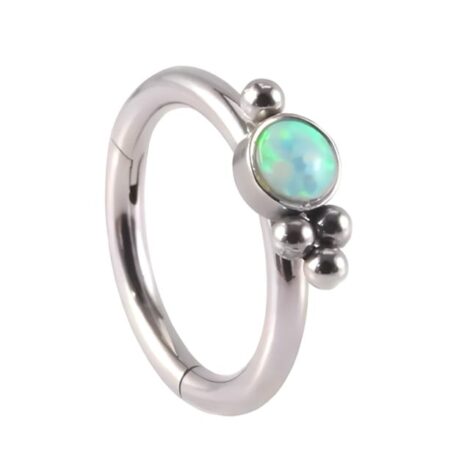 Hinged Segment Ring with Micro Beaded Opal for Helix Rook - Image 6