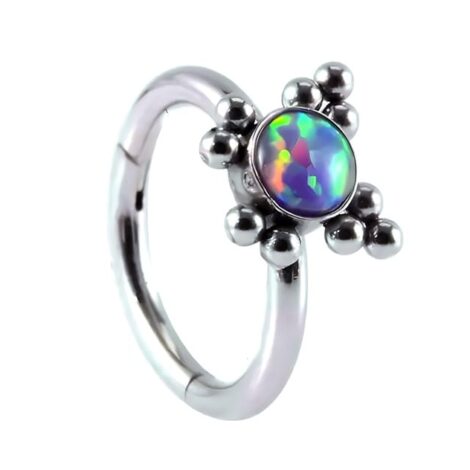 Hinged Segment Ring with Micro Beaded Opal for Helix Rook - Image 2