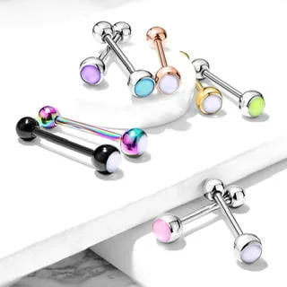 Illuminating Stone Set 316L Surgical Steel Tongue Barbell Rings - Image 5