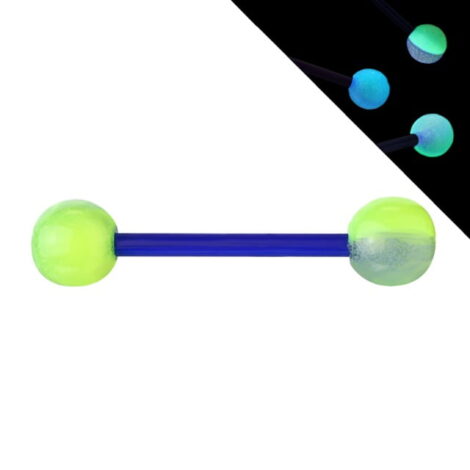 2-Color Glow In The Dark Balls with Bioplast Flexi Tongue Nipple Barbell - Image 4