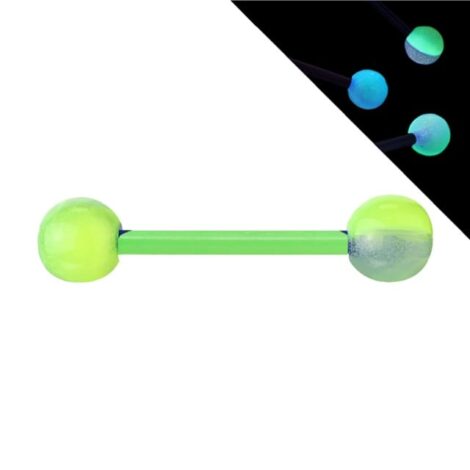 2-Color Glow In The Dark Balls with Bioplast Flexi Tongue Nipple Barbell - Image 3