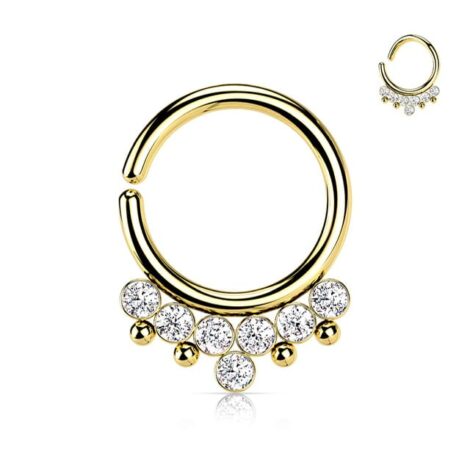 All 316L Surgical Steel Bendable Hoop Ring with 7 CZ Balls and Beading - Image 4