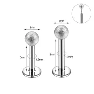 Ear Cartilage Lip Labret with Threadless Push Pin Round, Cone, Ball Tops - Image 8