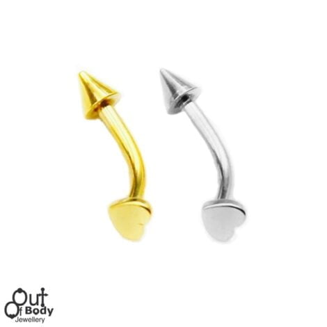 Heart and Cone Curved Eyebrow Daith Rook Barbell