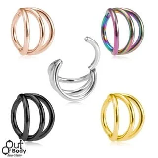Hinged Segment Ring with Triple Row Cuff for Cartilage Septum