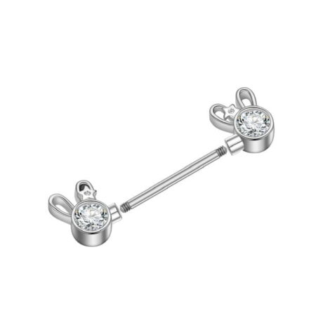 CZ Bunny with Star Nipple Ring Barbell - Image 2