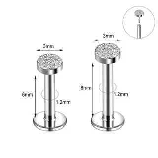 Ear Cartilage Lip Labret with Threadless Push Pin Round, Cone, Ball Tops - Image 5