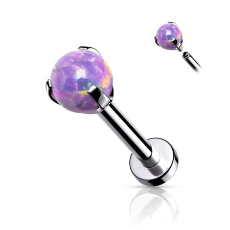 Opal Ball with Claw Setting Internally Threaded Labret Flat BackStud - Image 7