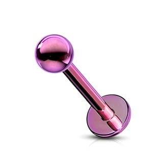 Ear Cartilage Labret Flat Back Stud With Ball Top In PVD Colours - Image 5