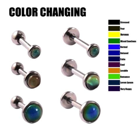 Colour Change Mood Stone Top Ear Cartilage Labret or Barbell