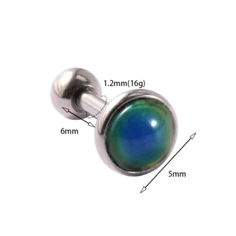 Colour Change Mood Stone Top Ear Cartilage Labret or Barbell - Image 5