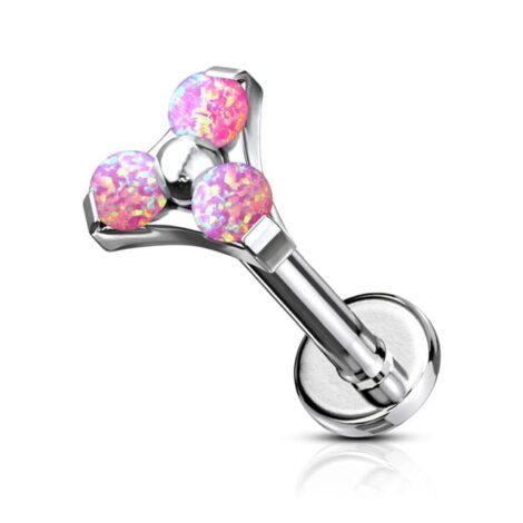 Trilogy Prong Set Opal Top Internally Threaded Flat Back Labret Stud - Image 5